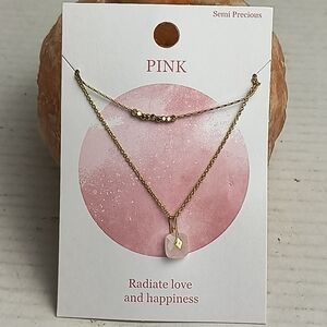 Target 🎯 Semi Precious Dainty Necklace Gold Tone Radiante Love And Happie 16"